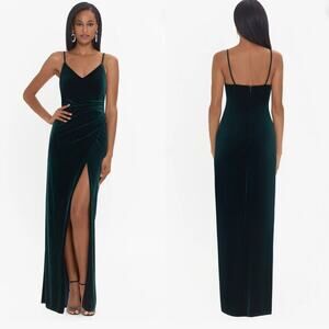 NWT Betsy & Adam Sz 4 Maritza Black Velvet Gown Black Tie Dark Romance Goth Ball